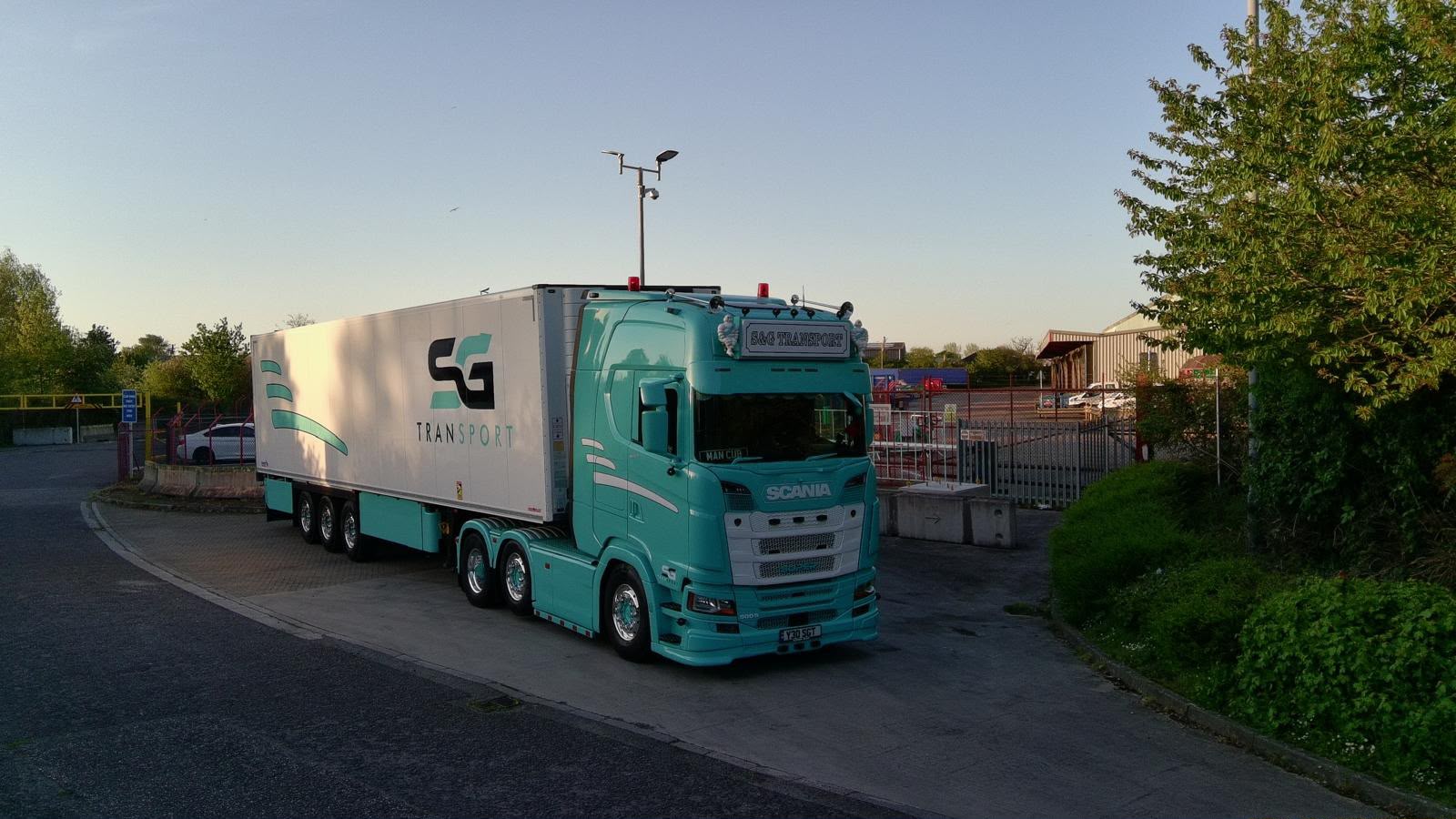S&G Transport vehicle on an evening delivery