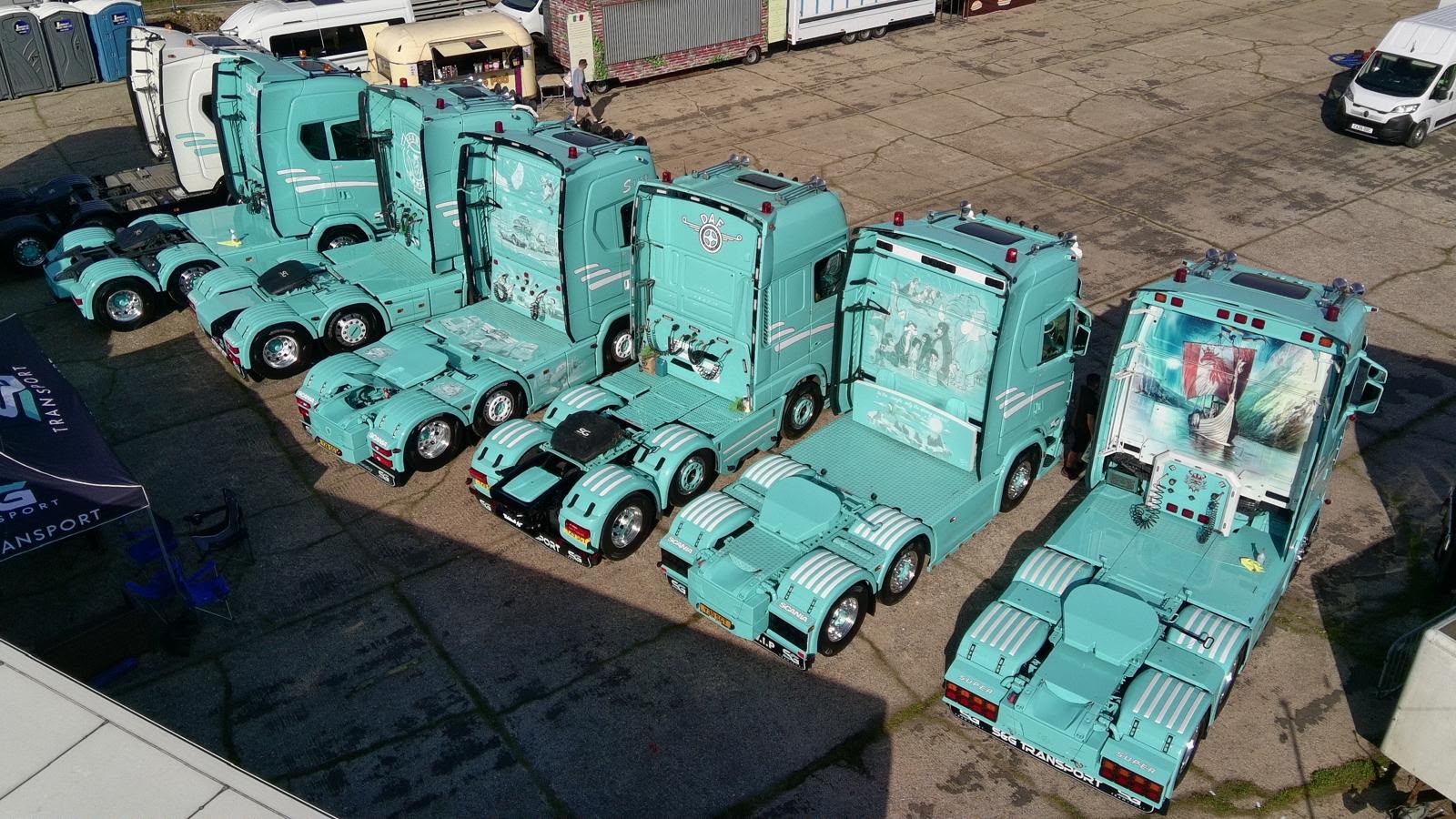 Aerial view of the S&G Transport fleet